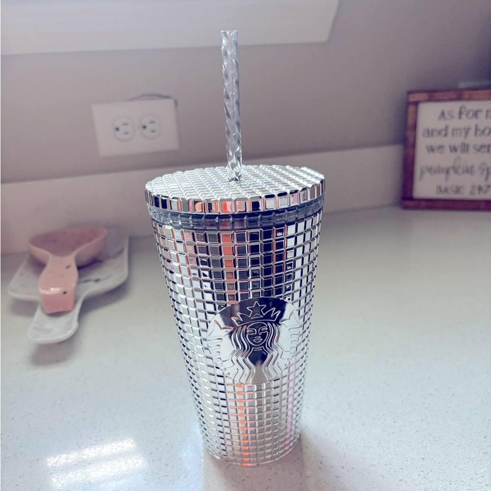 Starbucks studded silver disco tumbler